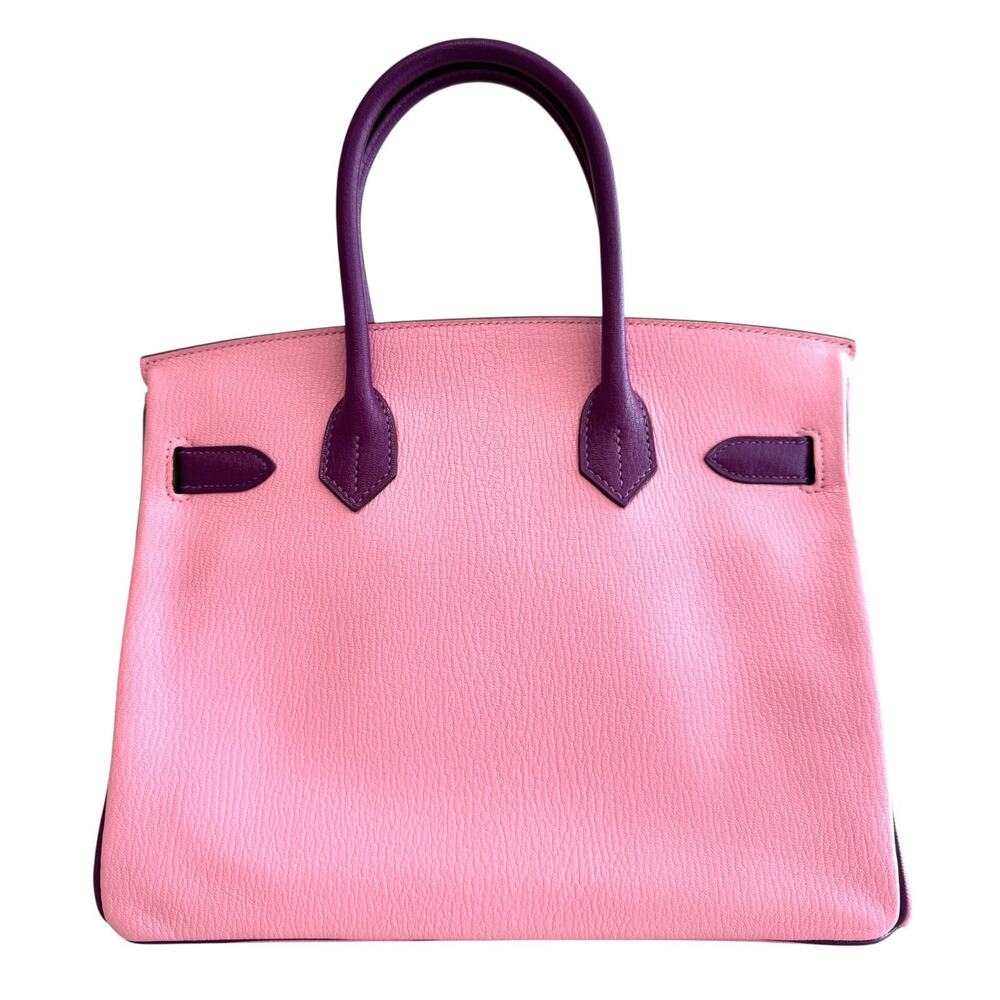 Hermes Birkin 30 Special Order Bubblegum Pink Anemone Purple Chevre Gold HWR - Picture 4 of 11